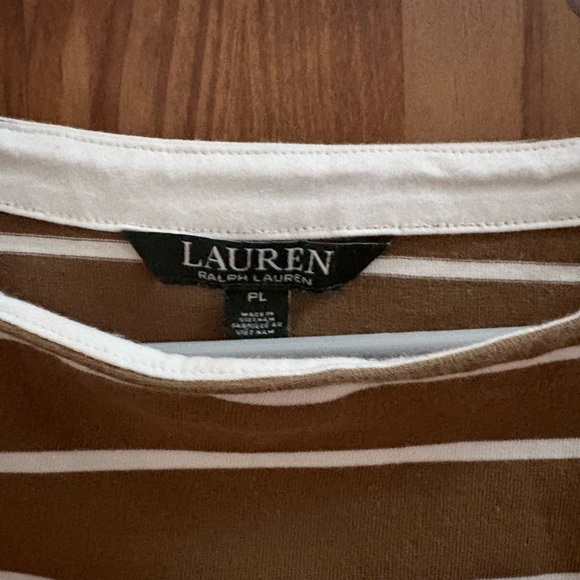 Ralph Lauren Brown and White Striped Tee - Picture 2 of 5